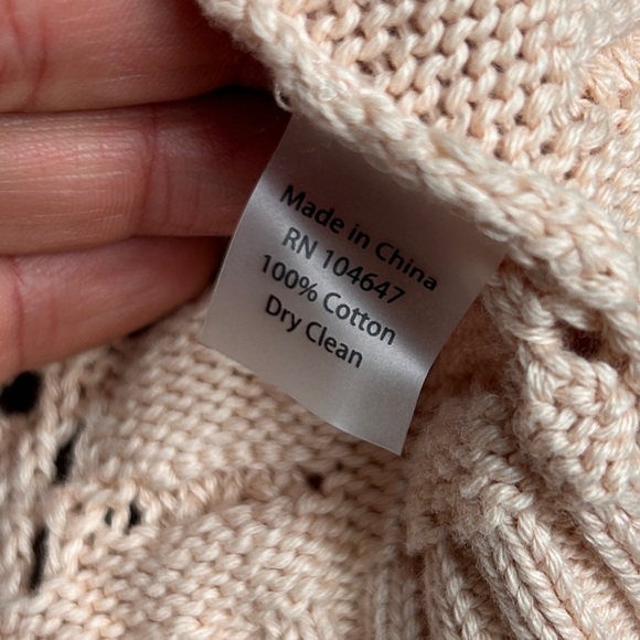 Kinross blush pink cotton bobble knit cropped button up cardigan medium - Picture 7 of 8